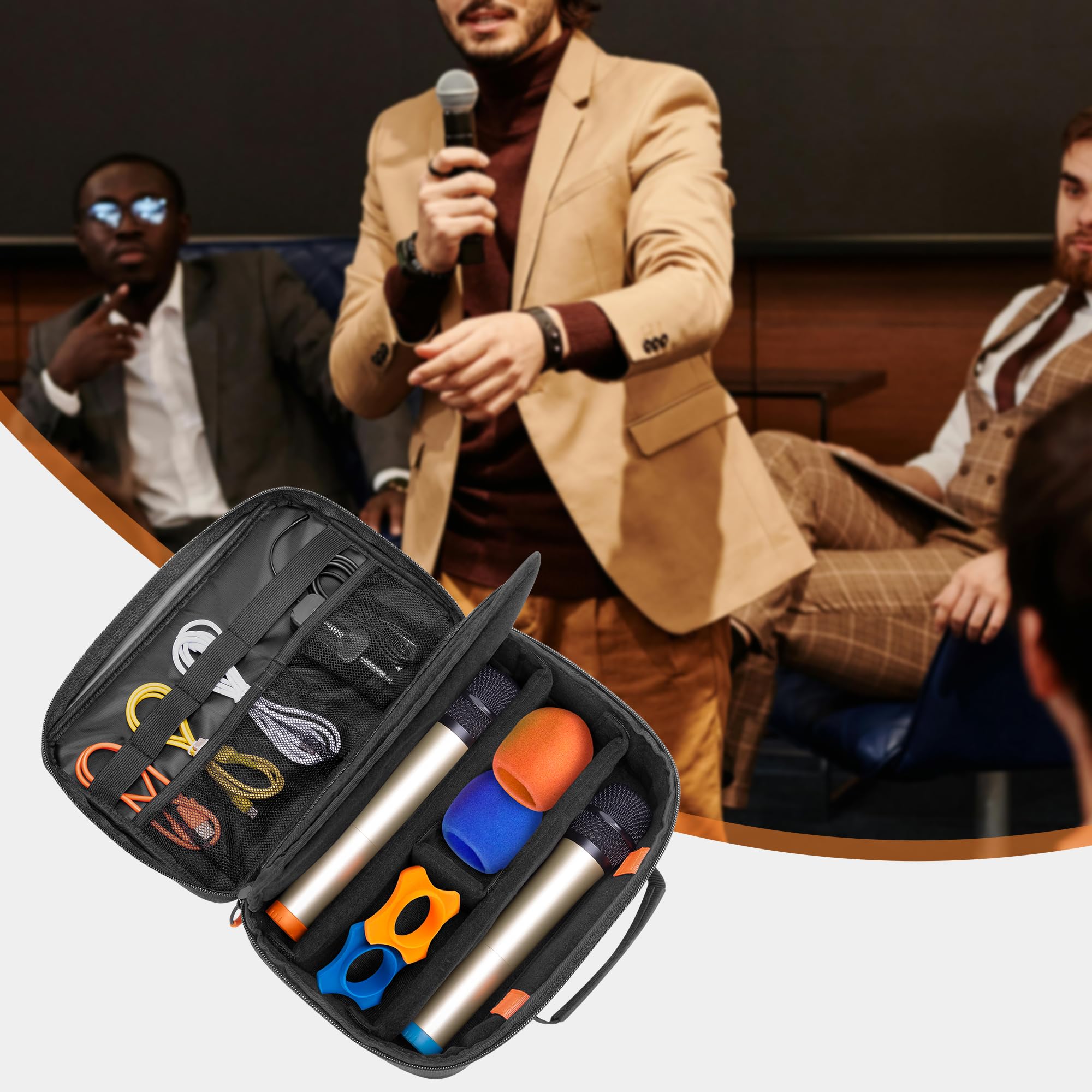 PGmoon 3 Slots Wireless Microphone Carrying Case