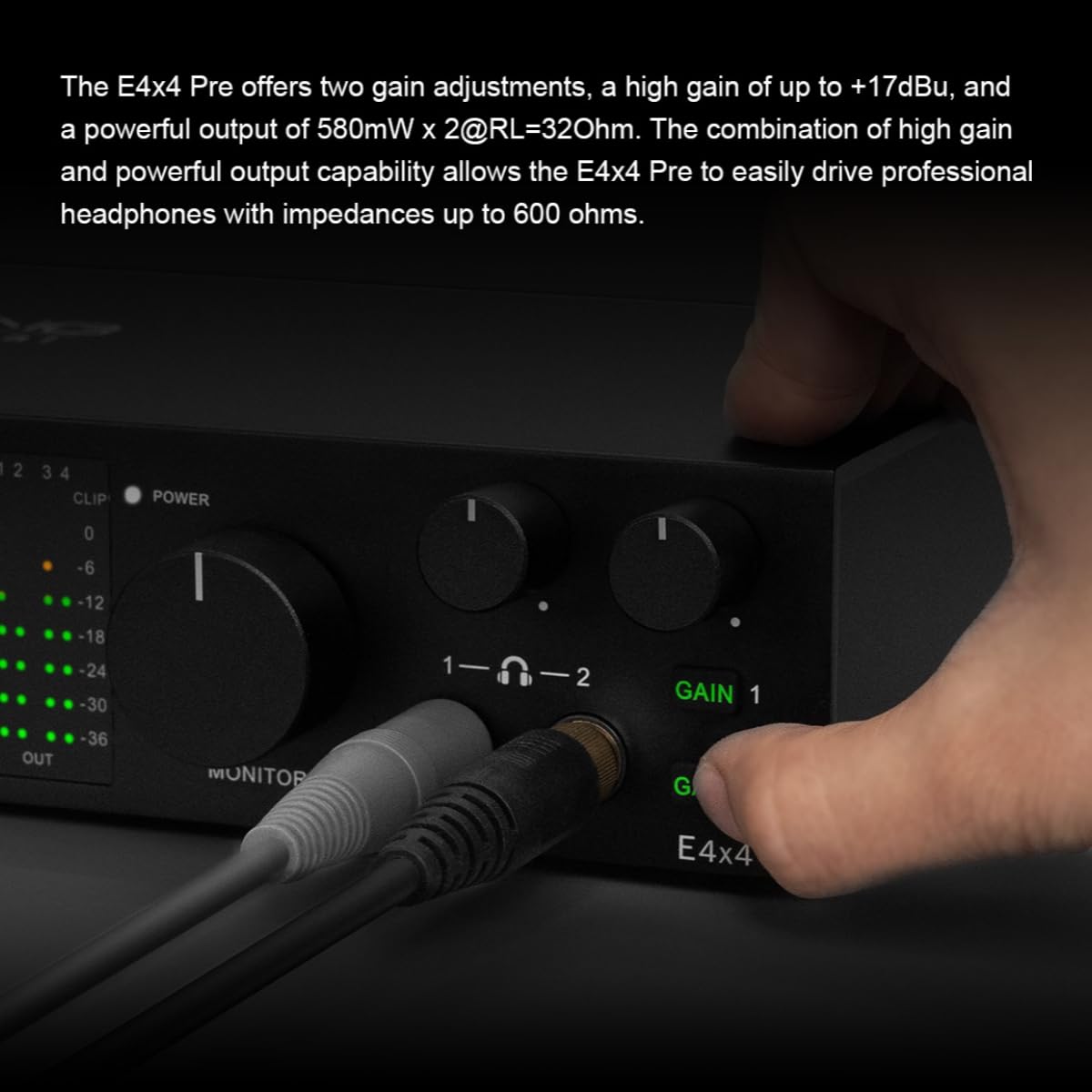 TOPPING E4X4 Pre USB Audio Interface – Dual USB-C Ports, 24bit/192kHz, 4IN/4OUT, Dual Headphone Outputs, Low Noise, Real-Time Monitoring, Mixer, for PC, Mac, iPhone, Professional Recording(Black)
