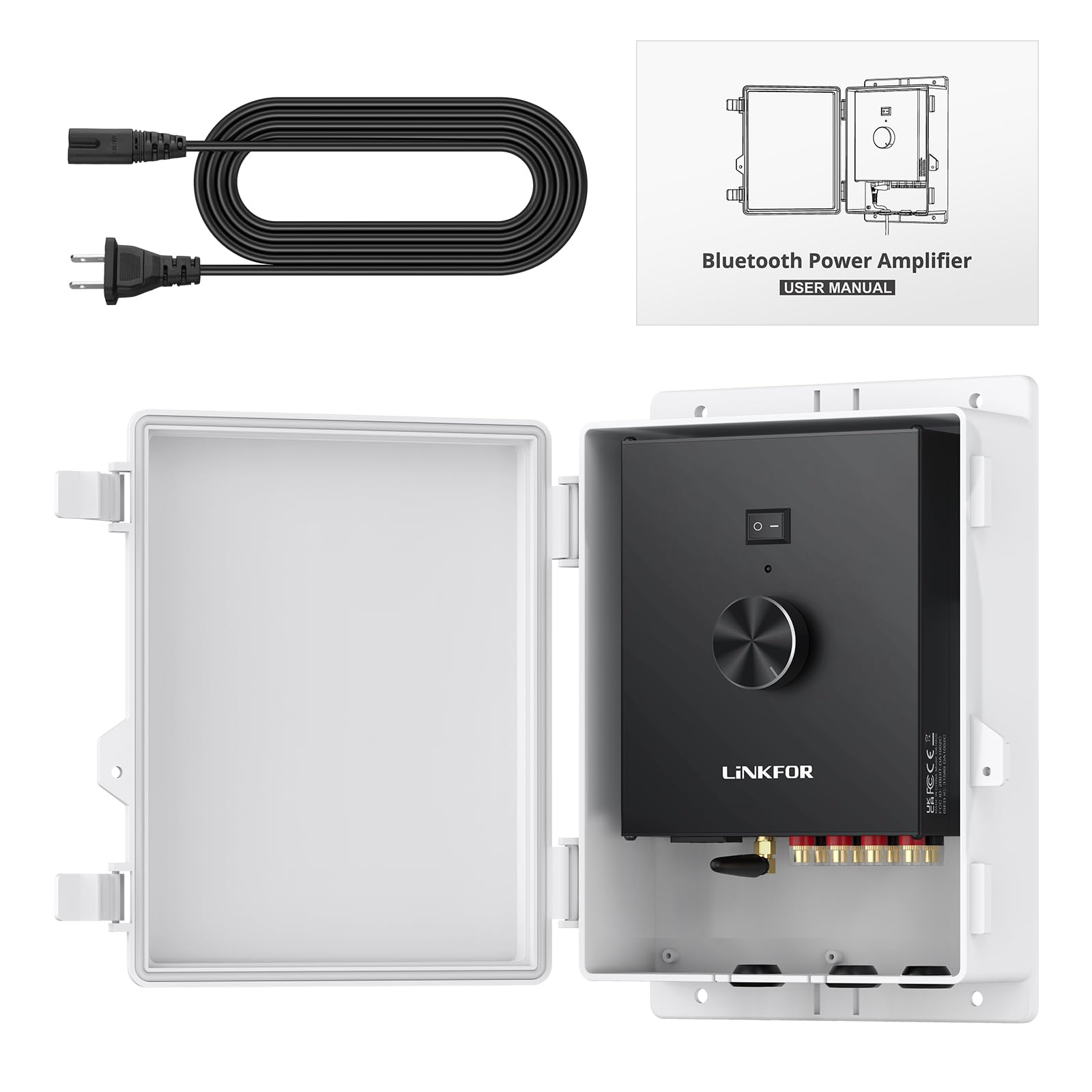 LiNKFOR 4.0CH Bluetooth 5.1 Power Amplifier 200W+200W, Waterproof Shell