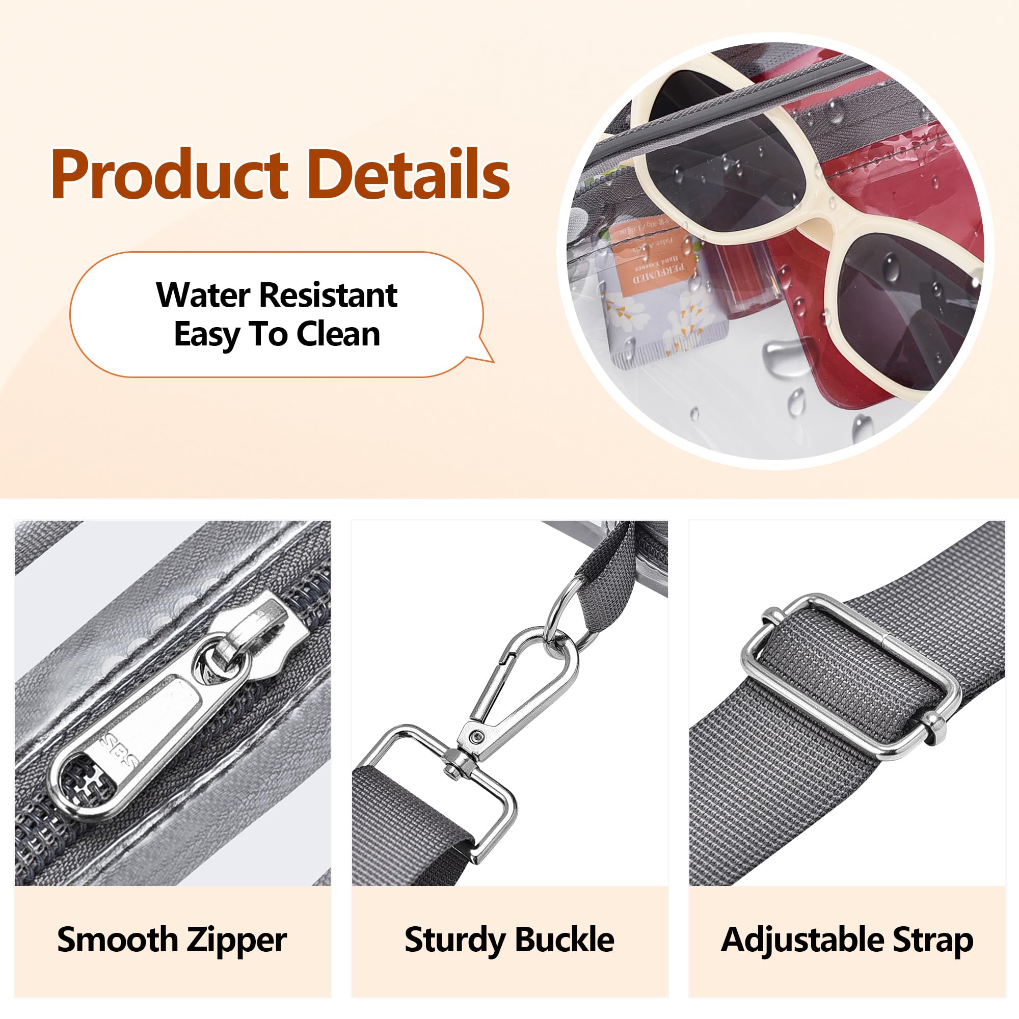 Bagenius Clear Bag for Stadium Events, Stadium Approved Clear Purse, Navy