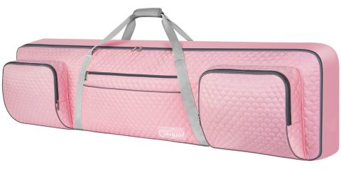 SNIGJAT 88 Key Keyboard Case with Padded Shoulder Straps, Pink & Quilted