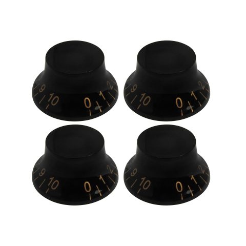 FLEOR 4pcs LP Guitar Top Hat Knobs 18 Splines Speed Control Knobs, Black with Golden Scale