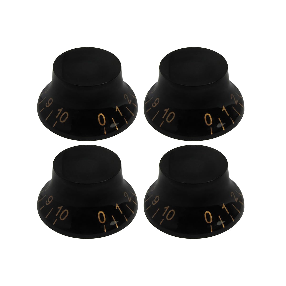 FLEOR 4pcs LP Guitar Top Hat Knobs 18 Splines Speed Control Knobs, Black with Golden Scale