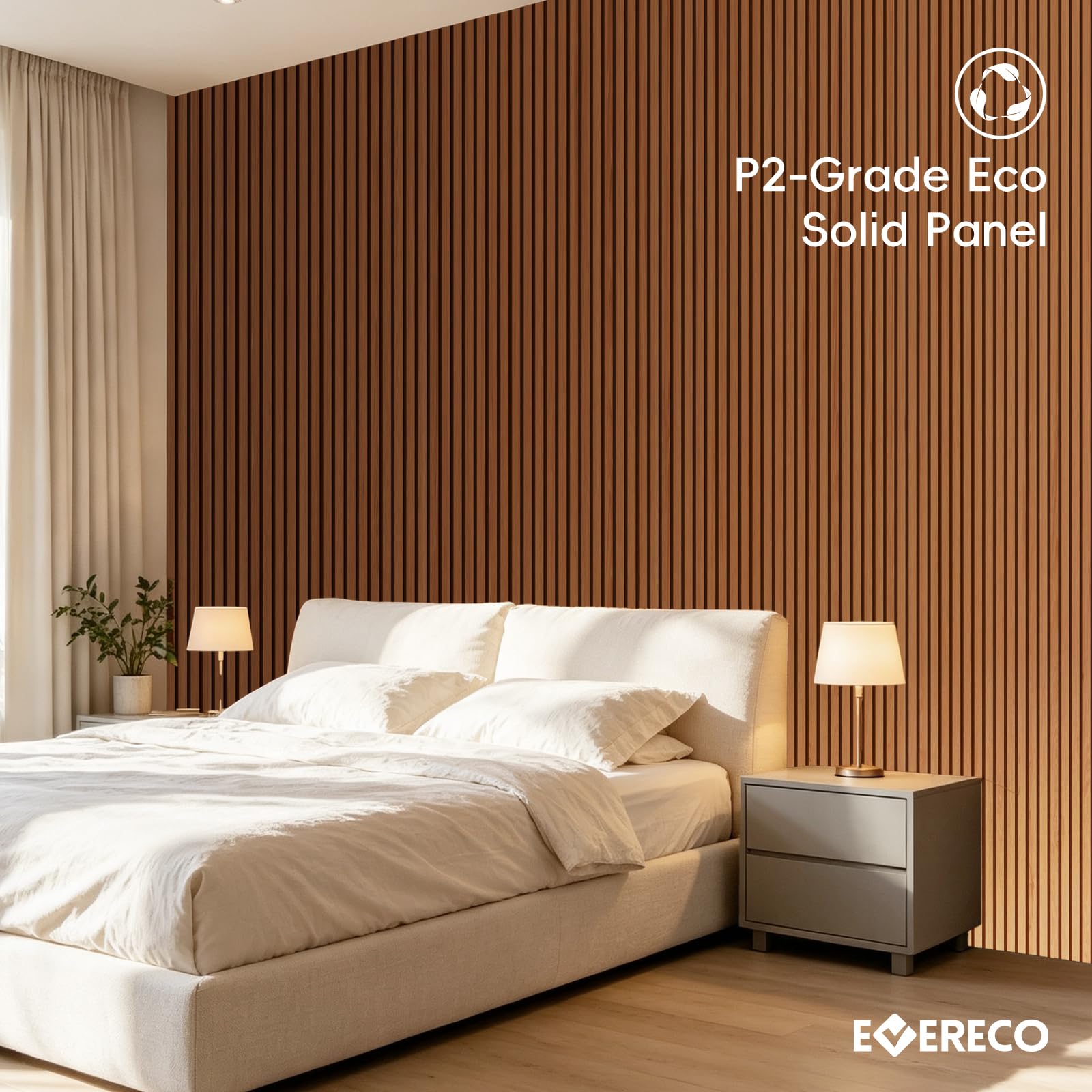 EVERECO 6 Pack Wood Slat Acoustic Wall Panels 92.5″ × 7.87″, 3D Sound Absorbing Wall Panels for Home Office Decoration (Luxury Teak)