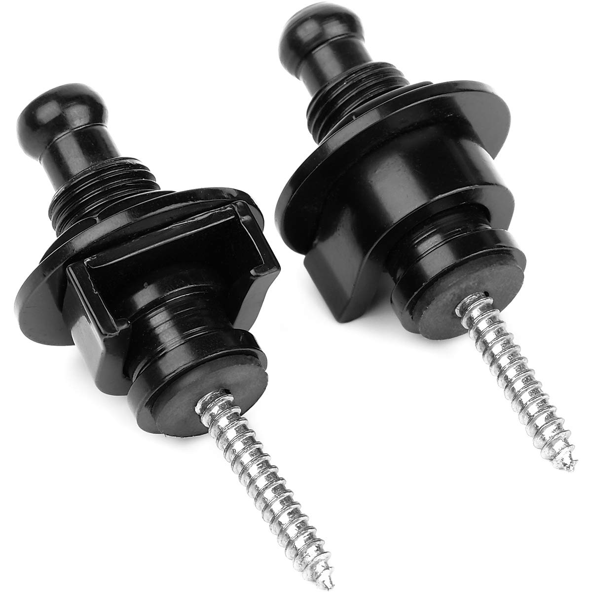 Eison Guitar Strap Locks and Buttons Security Quick Release Straplocks Strap Retainer System Nickel (2 Pieces Pack) (black strap)