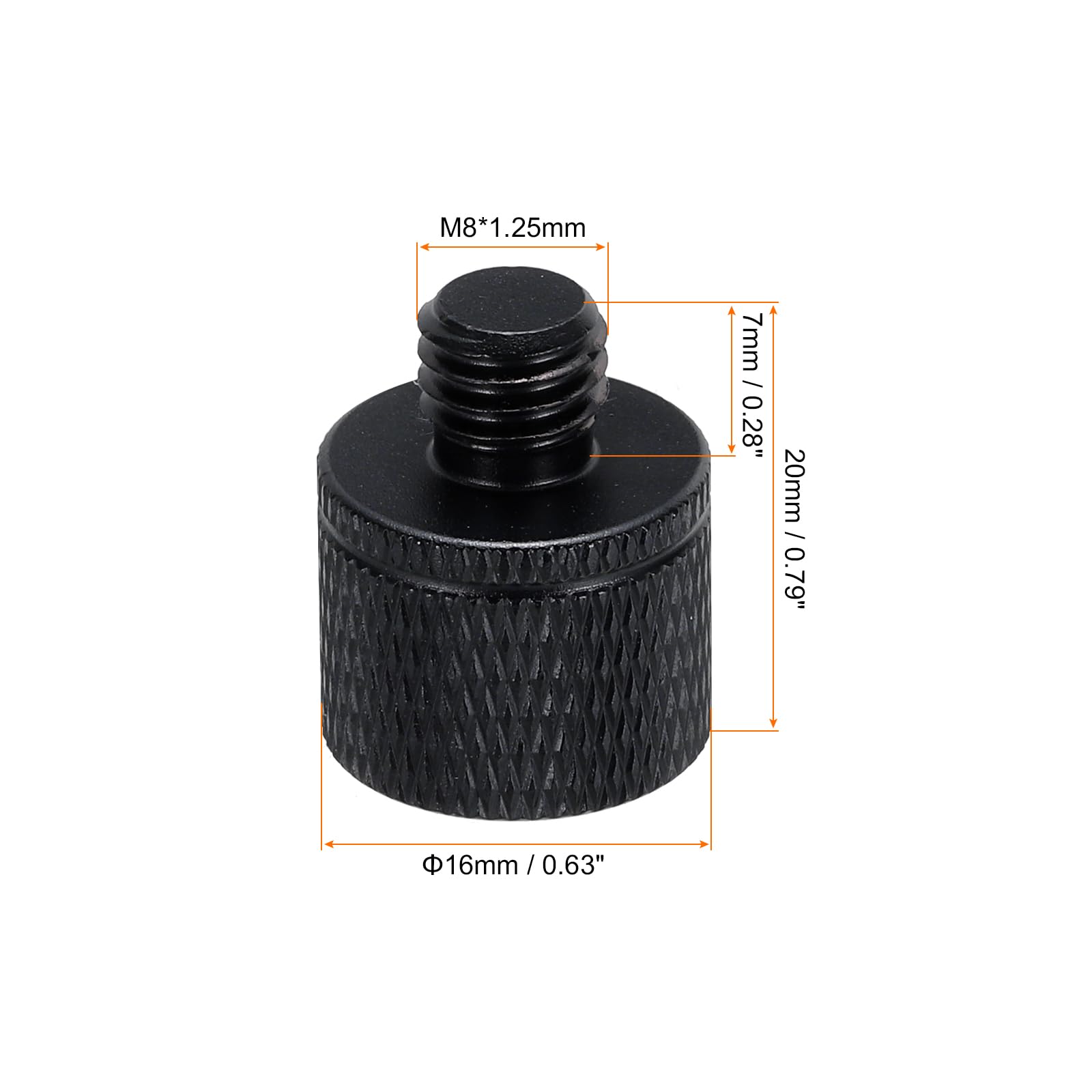 MECCANIXITY 5Pcs Mic Stand Adapter 1/4 Female to M8 Male Thread Screw Adapter Aluminum Alloy for Microphone Tripod Stand Mount, Black