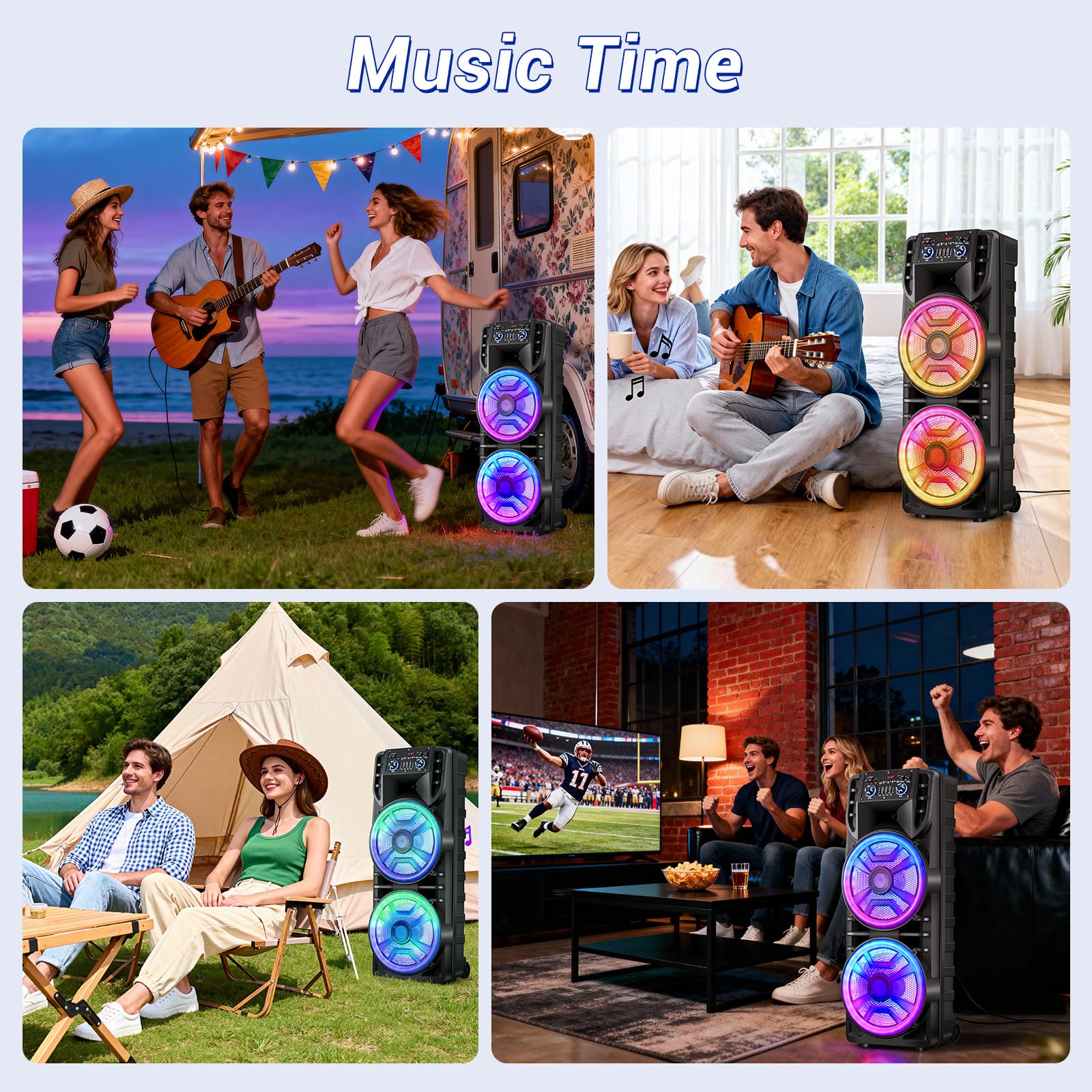 ROXAAN Dual 12’’ Wireless Bluetooth Party Speaker with Microphone