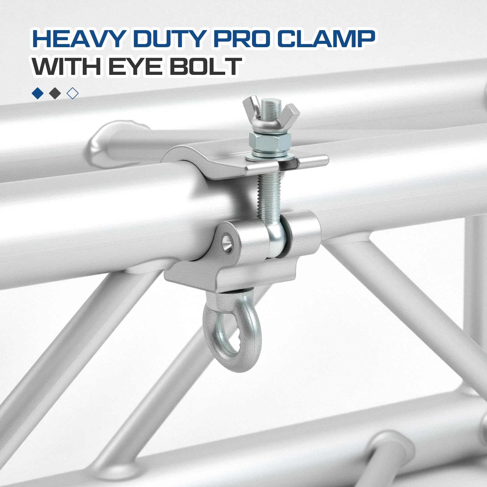 Pelopy 2 Pcs 1.25″ Truss Clamp with Eye Bolt for 32-35mm Truss Tube, Silver