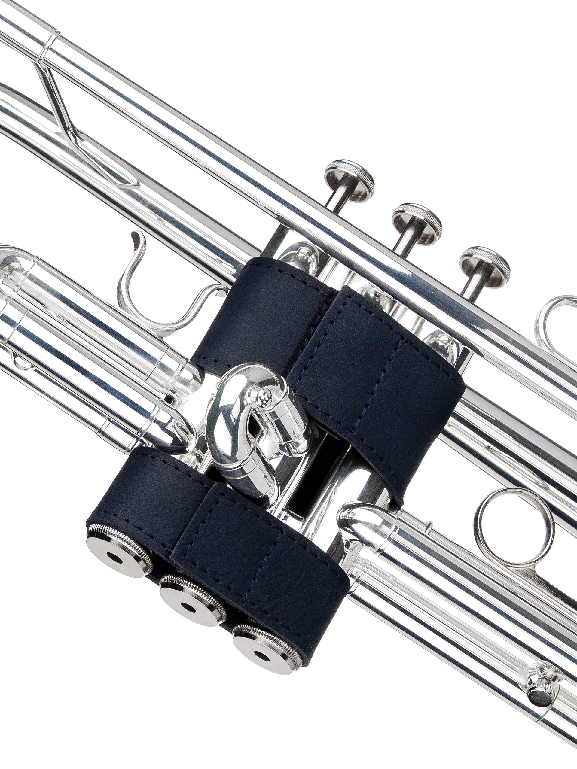 Trumpet valve guard by KGUBrass is the leather trumpet valve protector made of luxurious mild and thick material; use as protection from corrosion, scratches and stains (Blue)