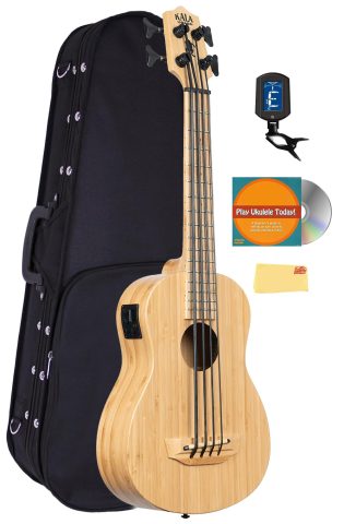Kala U-BASS-BMB-FS Bamboo U-Bass Acoustic-Electric Ukulele Bass Bundle with Case, Tuner, Austin Bazaar Instructional DVD, and Polishing Cloth