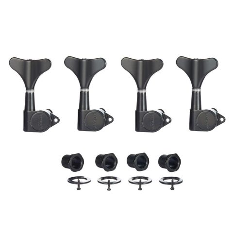 KAISH 4 String 18:1 Sealed Bass Tuners Bass Guitar Tuning Keys Tuning Machine Heads for Ibanez/Yamaha Style Acoustic/Electric Bass Black