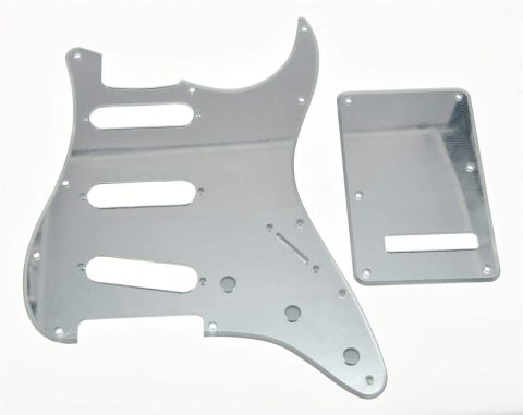 Dopro 11 Hole Strat SSS Pickguard ST Back Plate Trem Cover fits USA/Mexican Fender Strat Silver Mirror