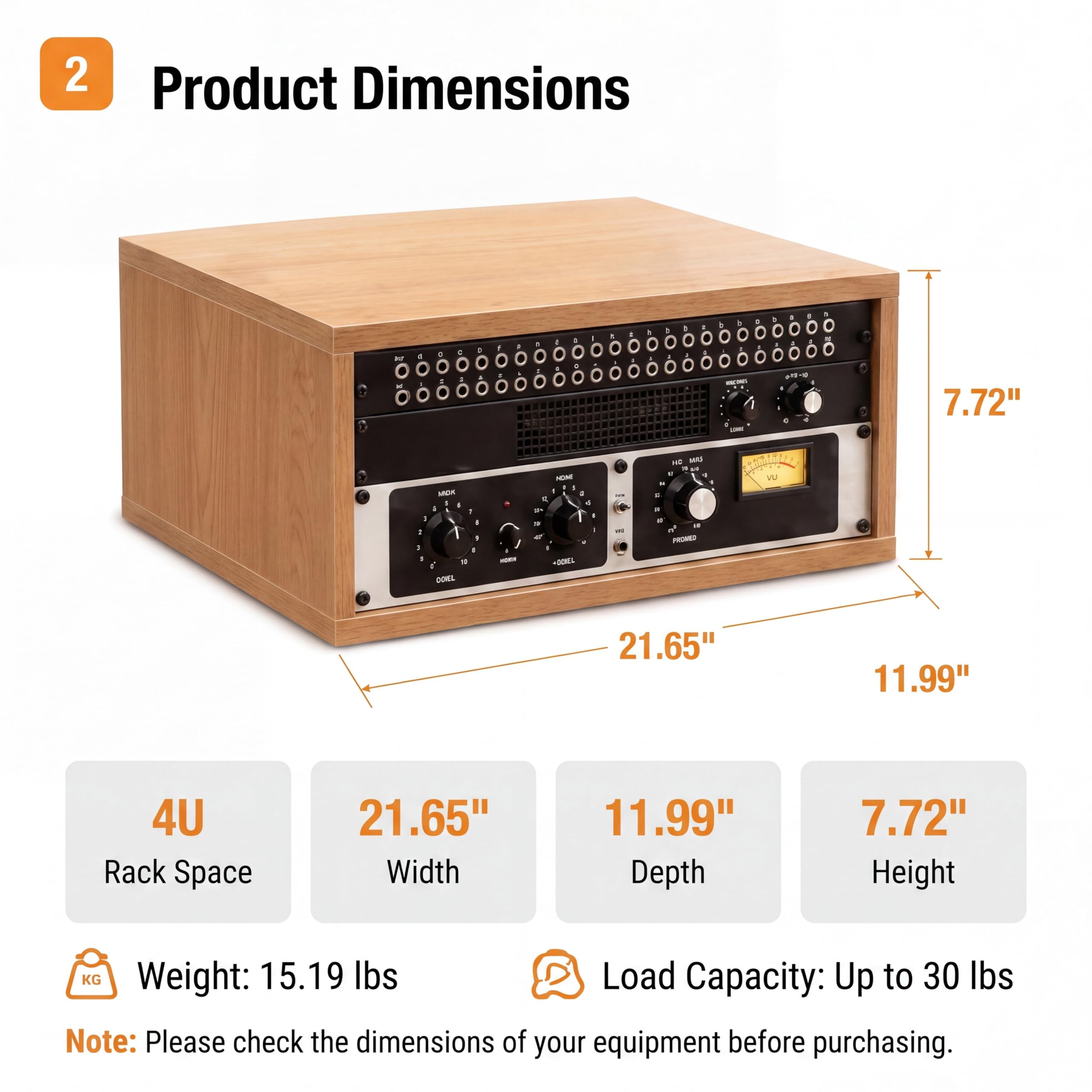 AceOrbit 4U Wooden Studio Rack for Pro Audio Gear 4u Audio Rack Case in Oak Finish Compact Efficient Desktop Storage Protect Equipment Studio Control Home Room Use (Wood)