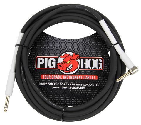Pig Hog PH10R High Performance 8mm 1/4″ to 1/4″ Right-Angle Guitar Instrument Cable, 10 Feet