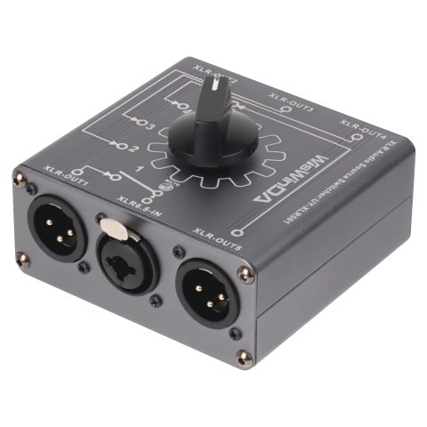 WisWinDa Pro XLR501 Passive 1-in 5-Out/5-In 1-Out MIC&Audio Switch Box Passive Reversible Operation Design Balanced Stereo Audio Switcher with Durable Aluminum Alloy Case
