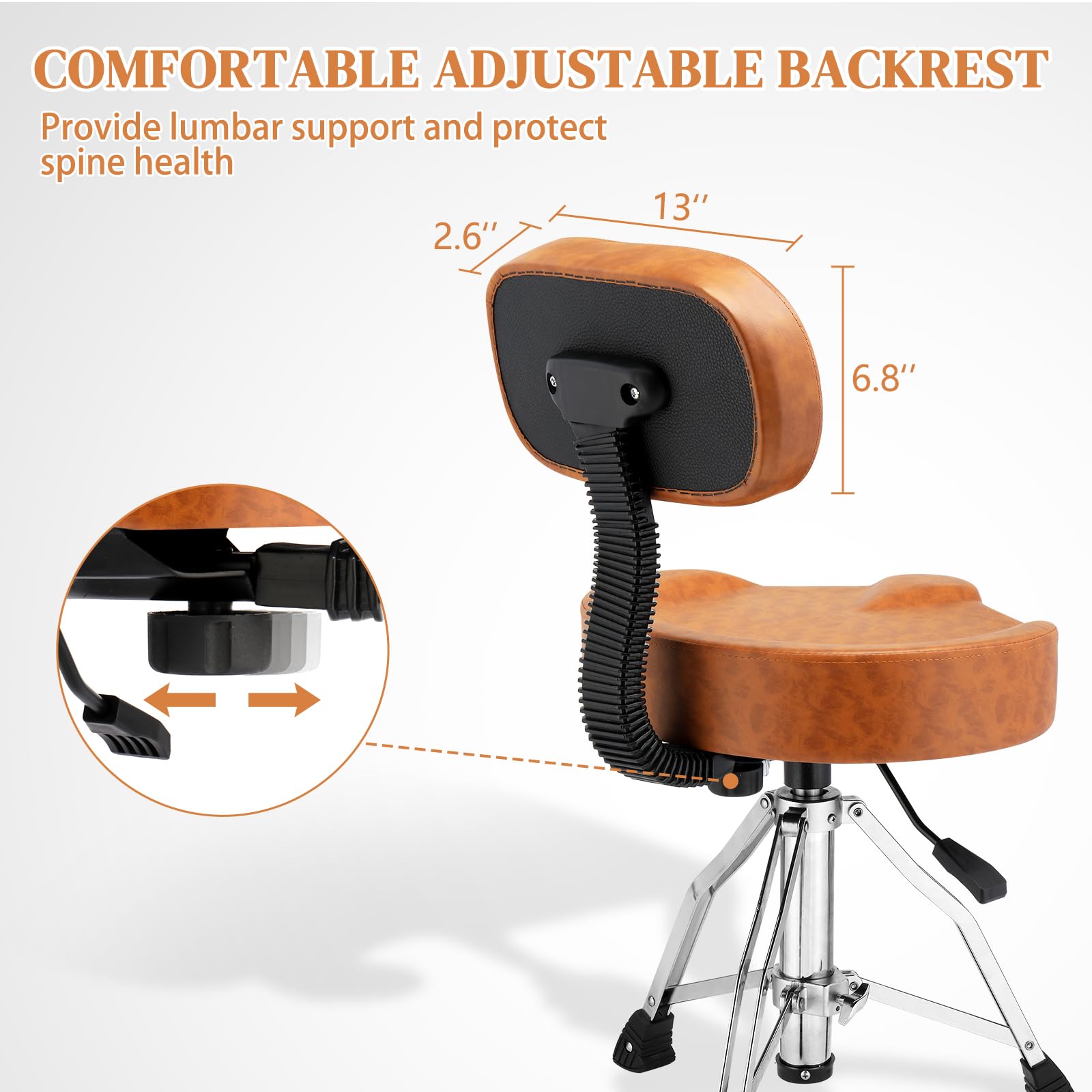 Ktaxon Drum Throne with Backrest with a Pair of Drum Sticks, Matte Brown