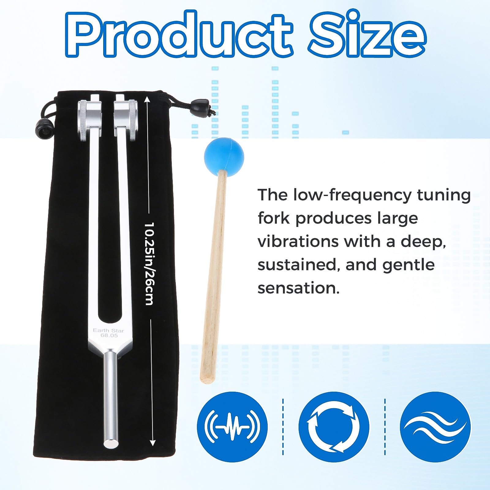 68.05 Solfeggio Tuning Fork for Healing, with Silicone Hammer Bag for Sound