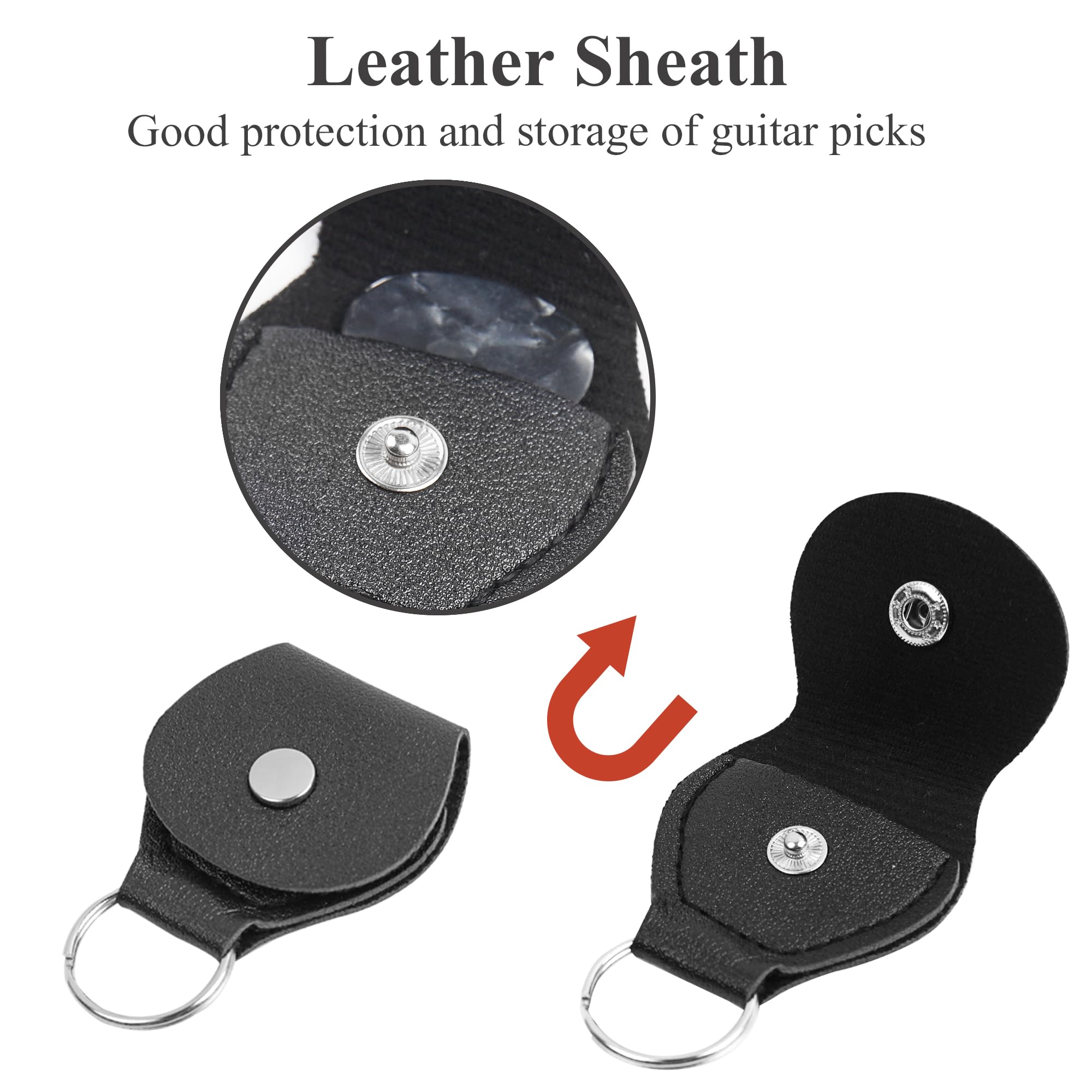 LIZIMANDU Adjustable Guitar Strap Includes 2 Strap Locks & 2 Matching Picks & 1 Picks Holder & 1 leather Strap Button(1-Carving Silver)