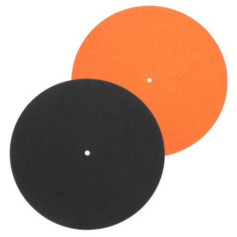 MECCANIXITY 2 Pcs Record Player Mat, 12 Inch Turntable Mat 3mm Felt Turntable Pad for Vinyl Record Player, Black/Orange