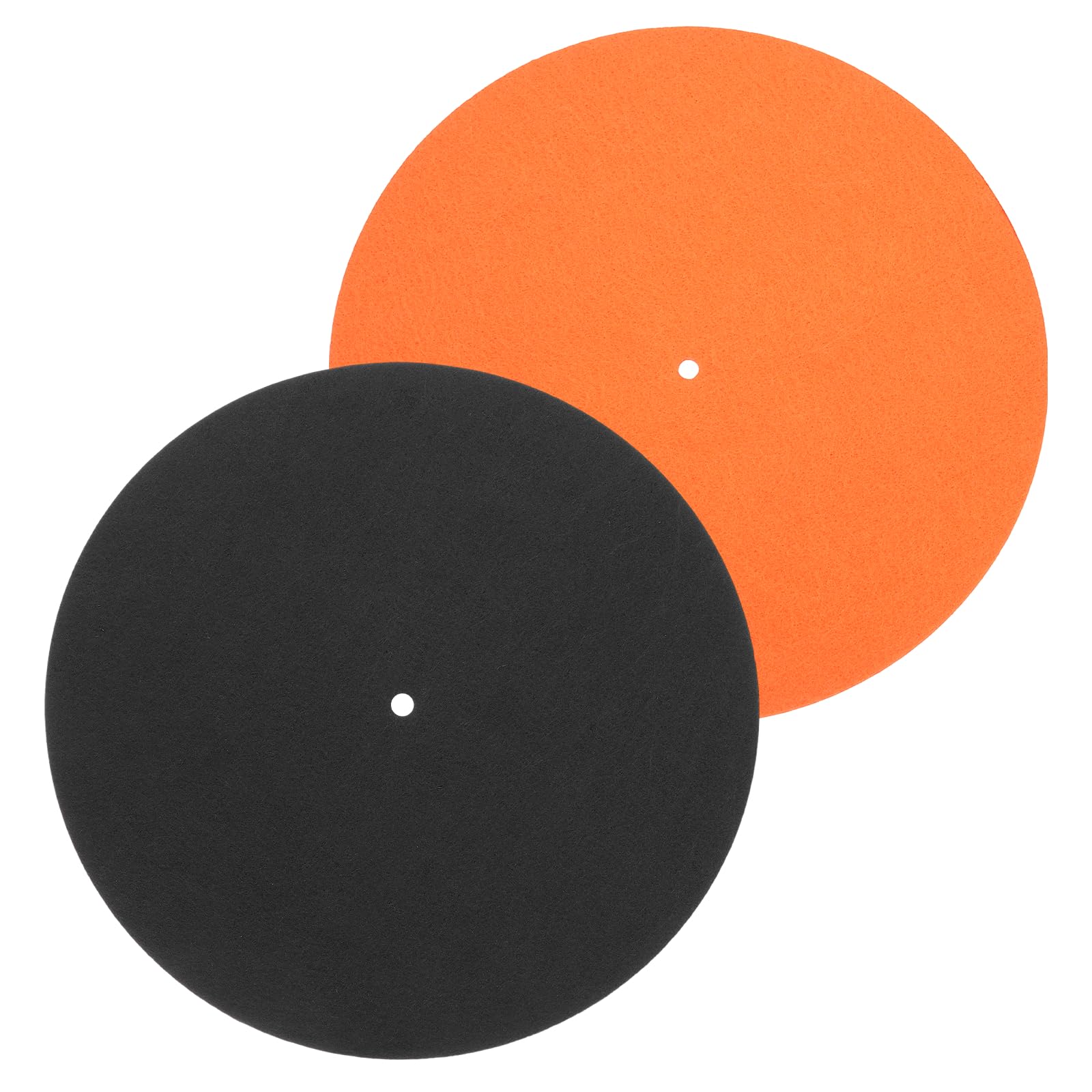 MECCANIXITY 2 Pcs Record Player Mat, 12 Inch Turntable Mat 3mm Felt Turntable Pad for Vinyl Record Player, Black/Orange