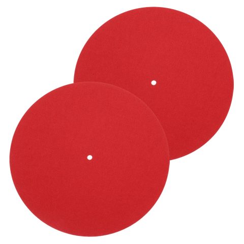 MECCANIXITY 2 Pcs Record Player Mat, 12 Inch Turntable Mat 3mm Felt Turntable Pad for Vinyl Record Player, Red