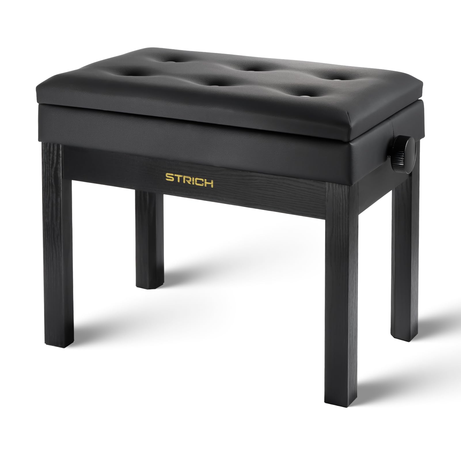 STRICH Adjustable Piano Bench with Storage, Wooden Keyboard Bench with Bookcase Stool Chair Seat with High-Density Sponges Cushion for Piano Shop Music School Studio, Black, SPB-20