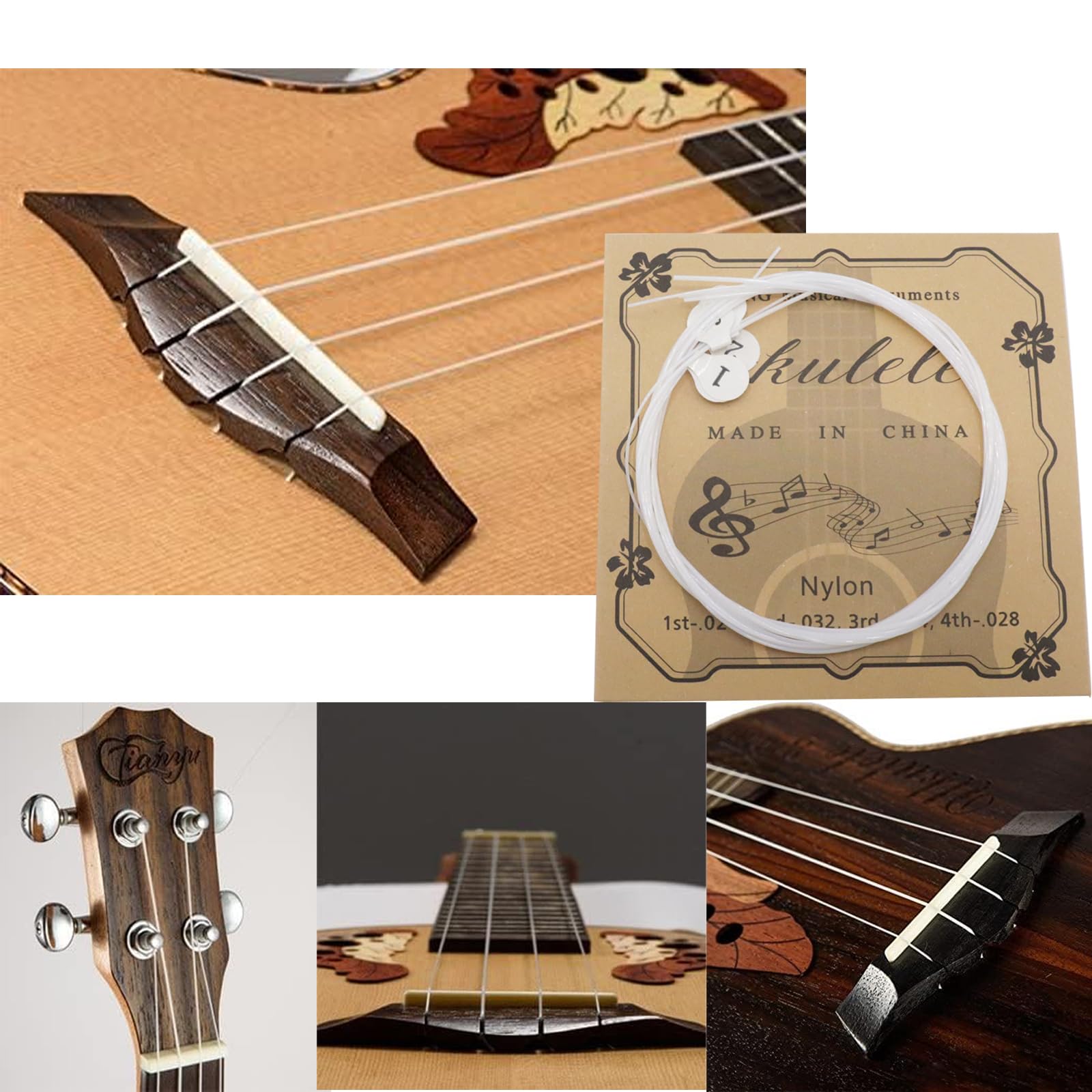 Cheerock 10-Set Nylon Ukulele Strings for Soprano Concert Tenor with Picks