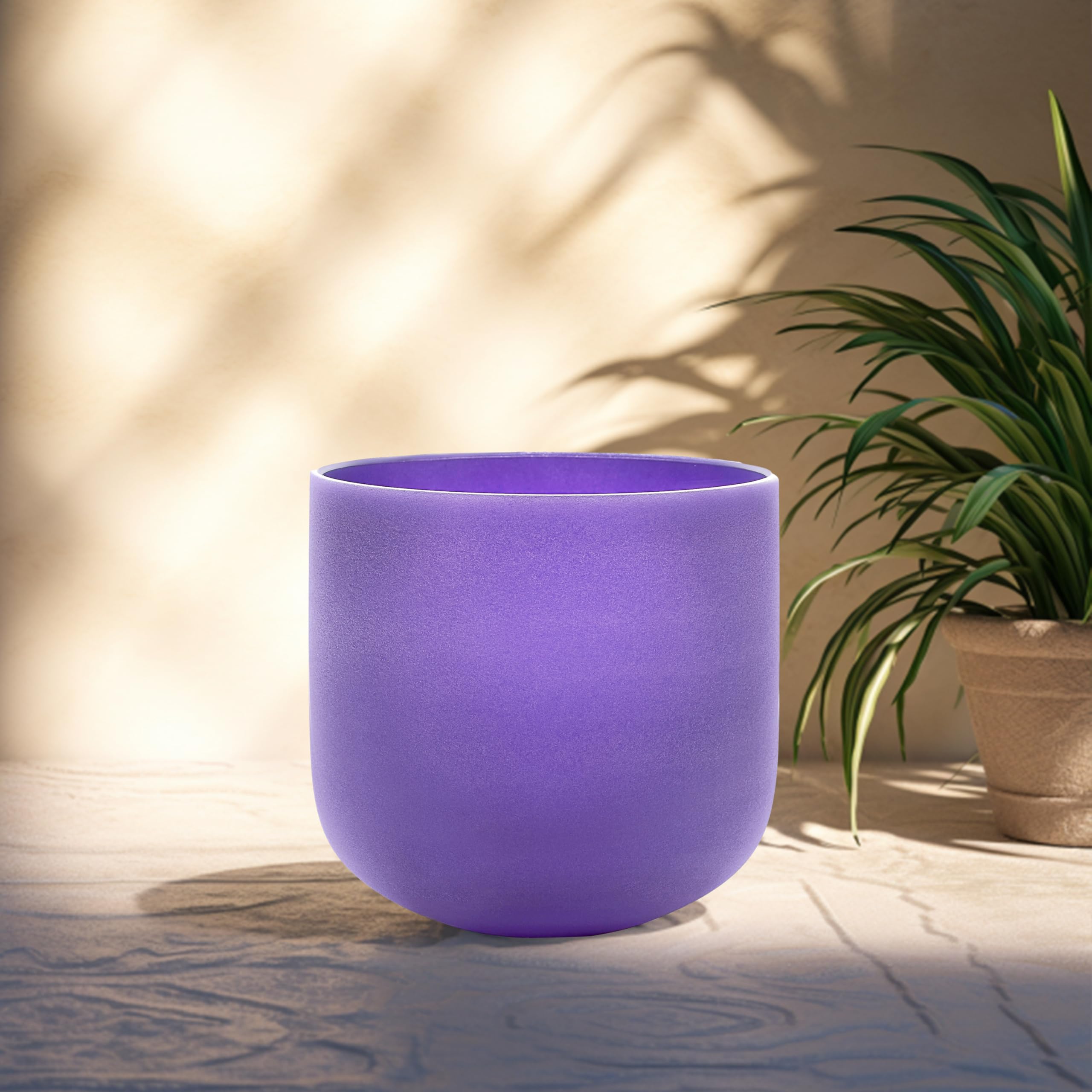 ALIOTH 7″ Purple B Note Crystal Singing Bowl Crown Chakra with Suede Mallet for Meditation, Yoga, Chakra Healing & Sound Therapy