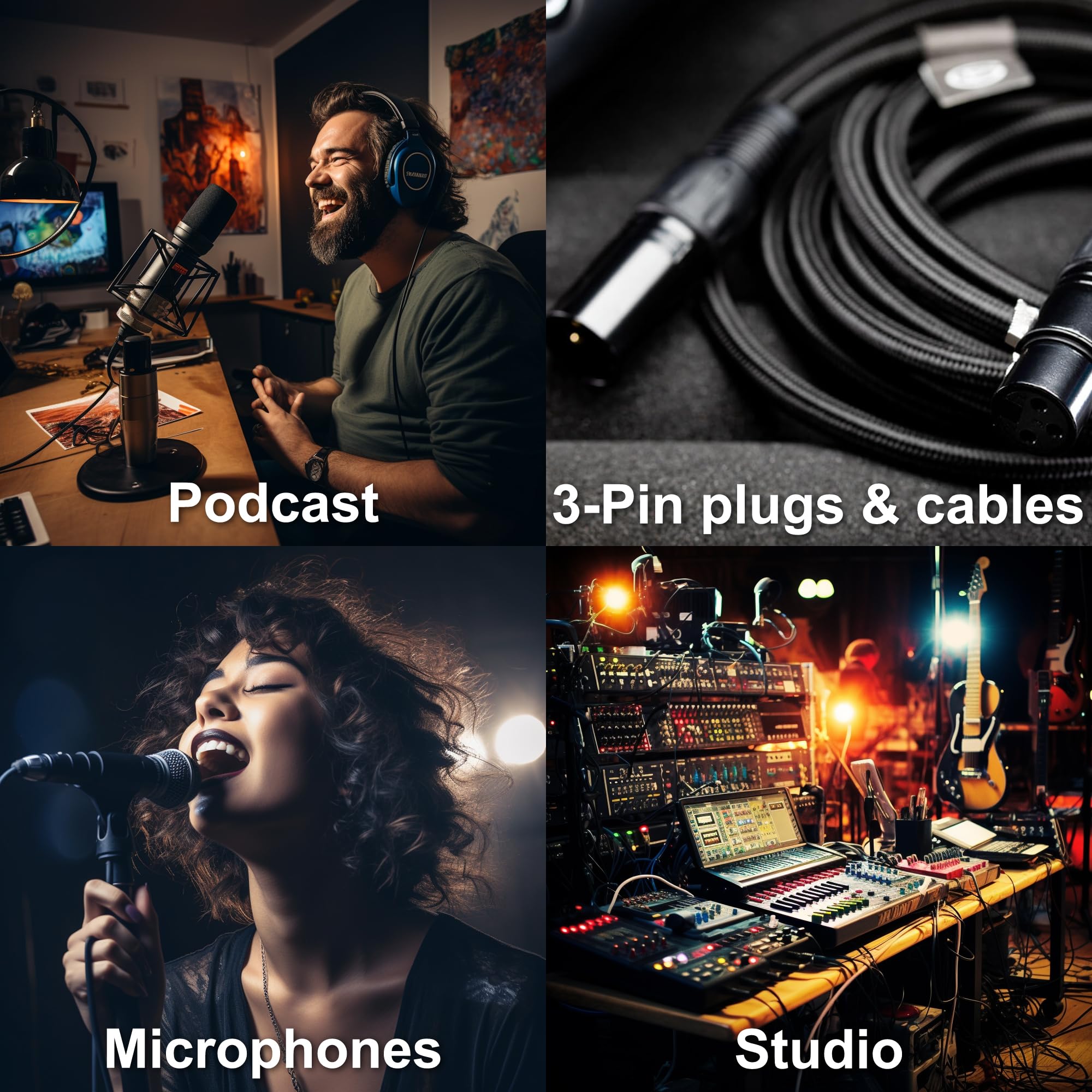 HQRP 4-Pack 3-Pin XLR Angle Adapter Dual Male & Female with 4 Adjustable Angle Positions Right Left and 90 Degree, Compatible with Mixers that Interfere with Other Applications, 3-Pin Connector