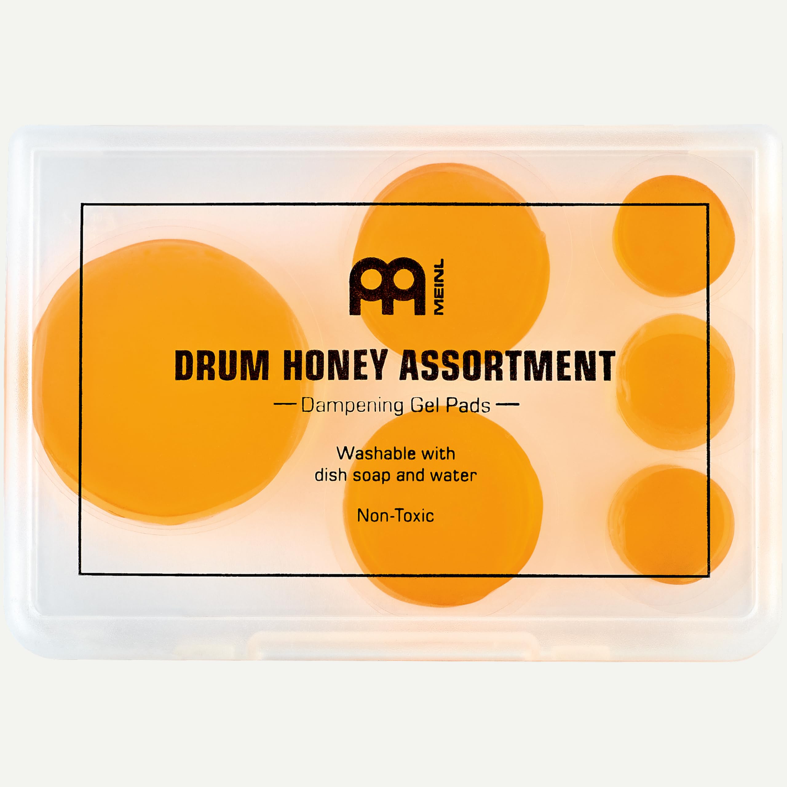 Meinl Cymbals Drum Honey Dampening Gel Pads for Drums and Cymbals with Container and Dividers, Reduce Vibration and Ring, 12-pc Assortment with Varying Sizes