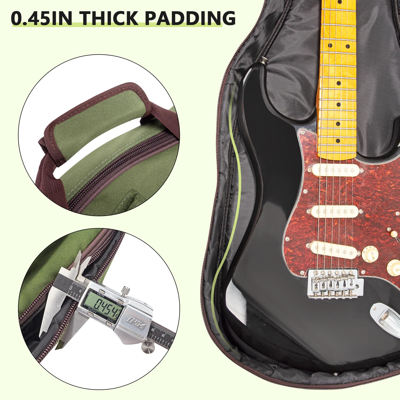 MUZNOTE Electric Guitar Bag Electric Guitar Case Reinforced 0.45 In Thick Sponge Soft Padded Guitar Case with 4 Pockets Electric Guitar Gig Bag, Neck Cradle,Back Hanger Loop for 39 Electric Guitars
