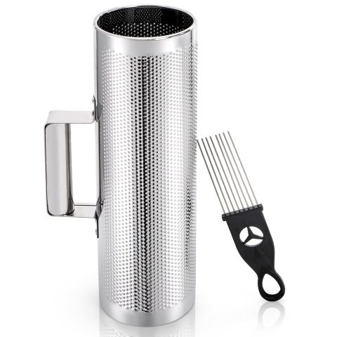 Foraineam Stainless Steel Guiro with Scraper, 12″ x 4″ Professional Latin Hand Percussion Instrument, Band Accompaniment Musical Training Tool Metal Guiro Shaker Instrument