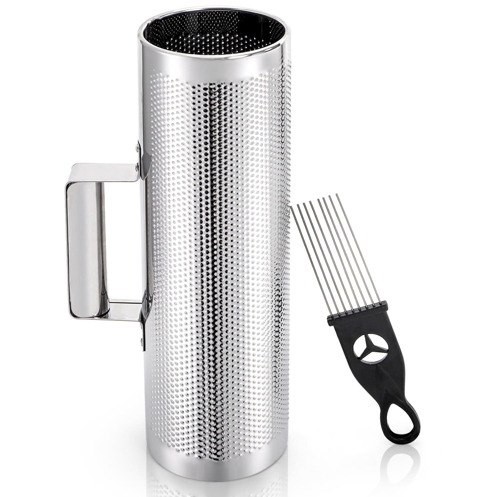 Foraineam Stainless Steel Guiro with Scraper, 12″ x 4″ Professional Latin Hand Percussion Instrument, Band Accompaniment Musical Training Tool Metal Guiro Shaker Instrument