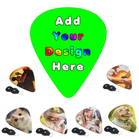 PLKIUYT Custom Guitar Picks 6 Packs Personalized Guitar Pick Double Sided Printing Design Your Own Images Logo Text for Friends Families Birthday Gifts, Lime, 0.46mm
