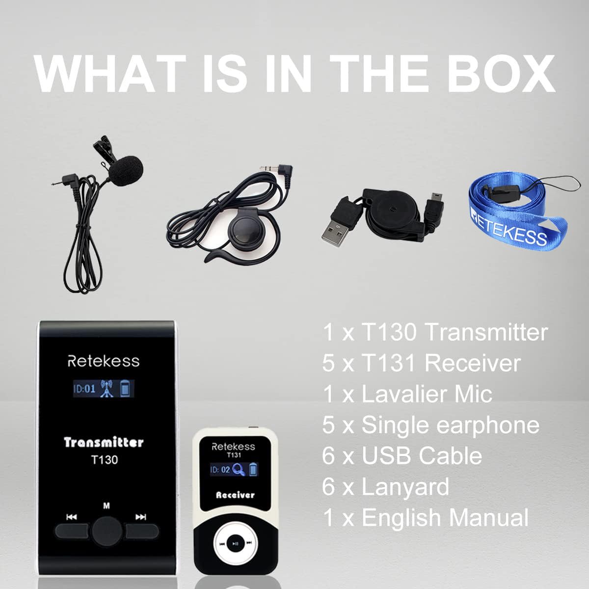 Retekess T130 Church Translation Device, Tour Guide System (1TX 5RX)