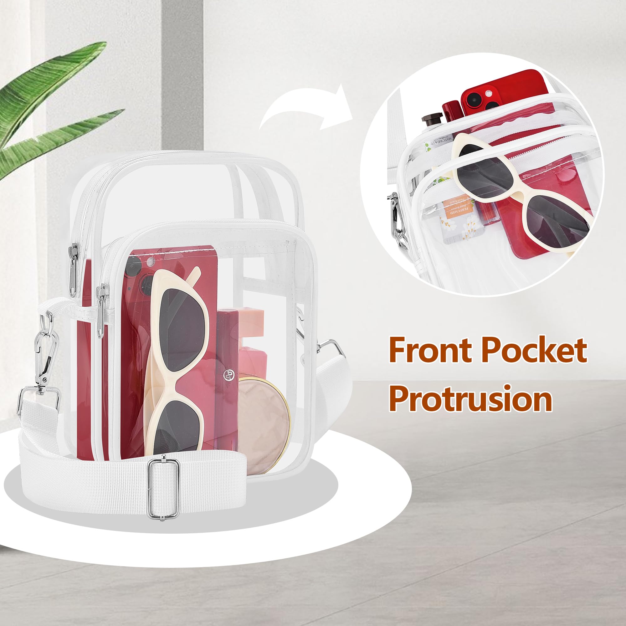Bagenius Clear Bag for Stadium Events, Stadium Approved Clear Purse, White