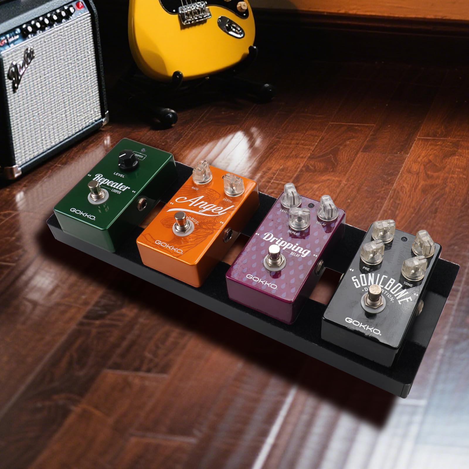 SOYAN Mini Aluminum Alloy Guitar Pedal Board 15″ x 5″