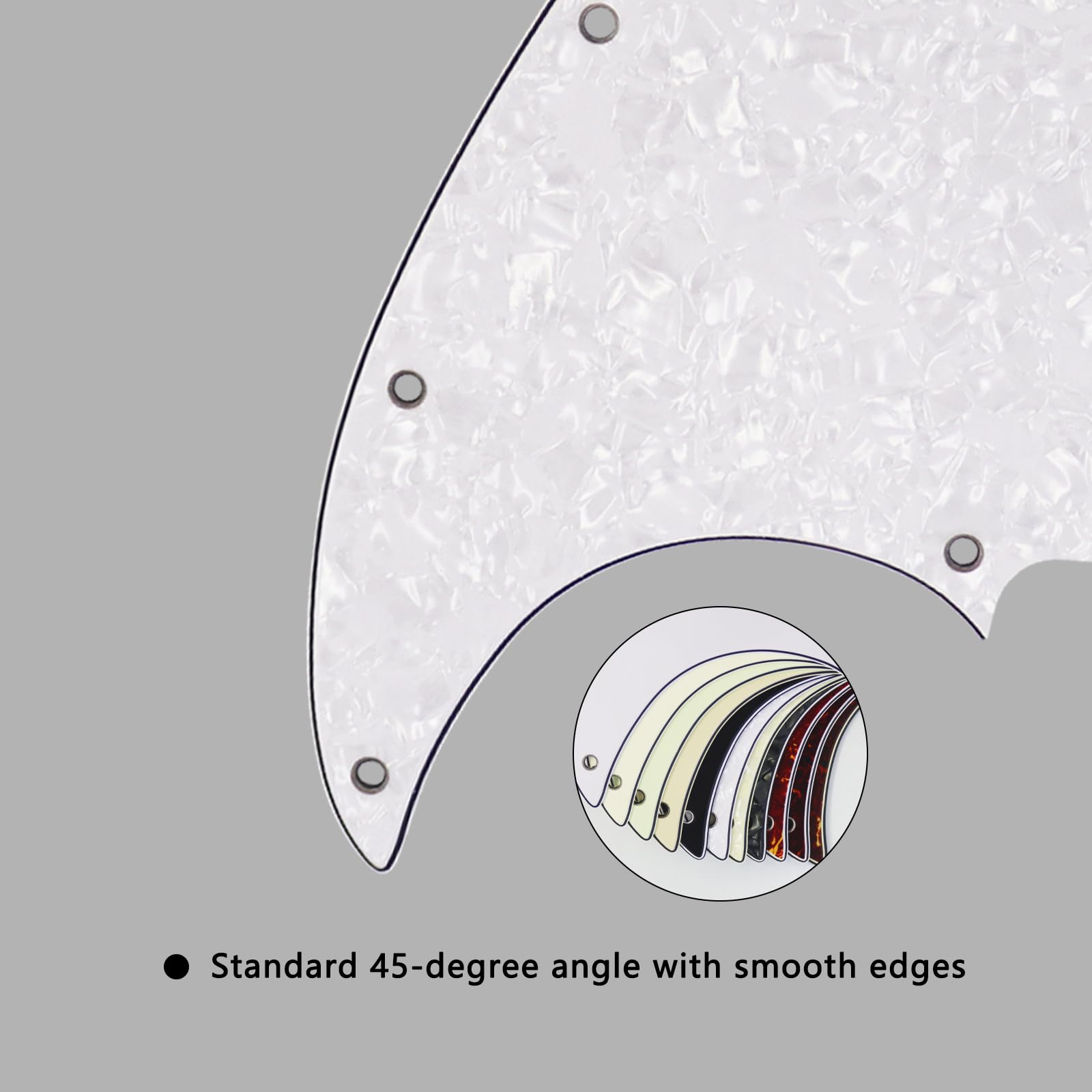 Phrilam 10-Hole Jazz Bass Pickguard for Fender 4 String, White Pearl 4Ply