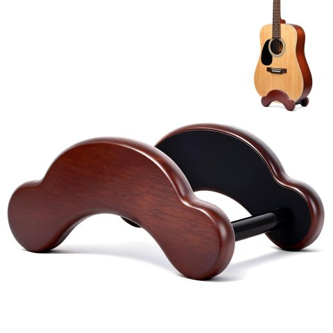 RPMTUK Acoustic Guitar Stand, Portable Adjustable Guitar Stand Floor, Clip-On Self-Standing Solid Wood Guitar, Guitar Holder for Acoustic, Classic and Folk Guitar