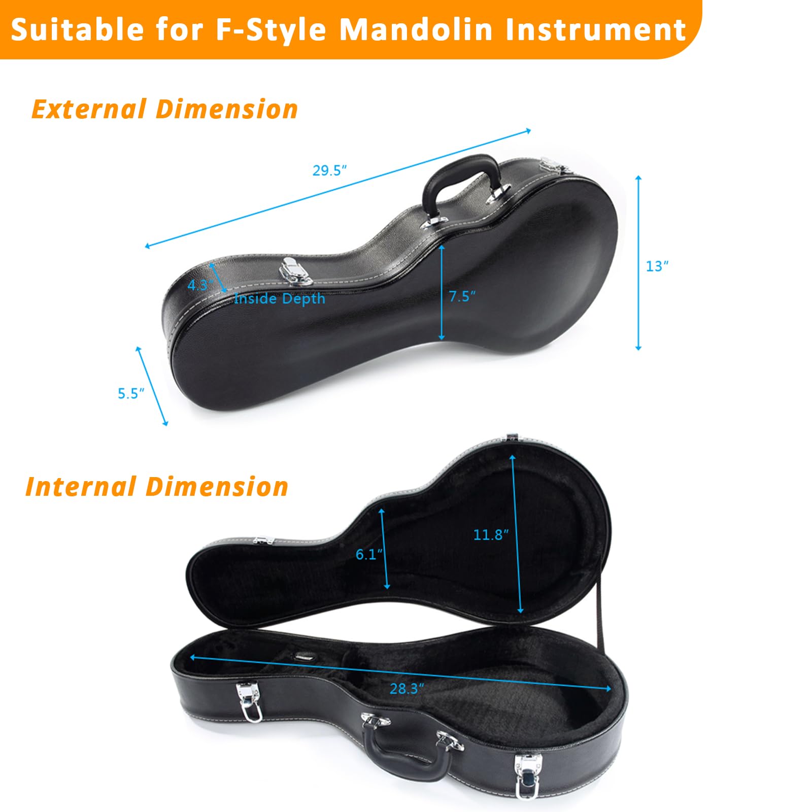 Ktaxon F-Style Mandolin Hard Case Deluxe Leather