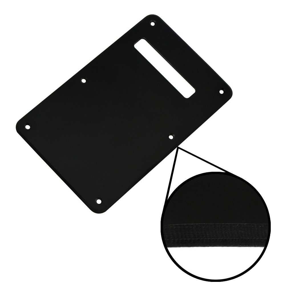FLEOR SSS 8 Hole Vintage ST Pickguard Guitar Back Plate with Screw for Vintage ST Style Guitar Parts, 1Ply Black