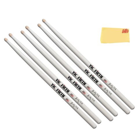 Vic Firth SBR Signature Series Buddy Rich Drumsticks – 3-Pack Bundle with Austin Bazaar Polishing Cloth