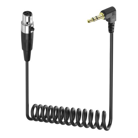 JSADZKJ Mini XLR to 3.5mm Stereo Audio Cable Right Angle 1/8″ TRS Plug to 4-pin Mini XLR Female Microphone Cable Coiled Mini XLR to 3.5mm Cable for DSLR Cameras,Microphones 1.64Ft (4-pin Mini XLR)