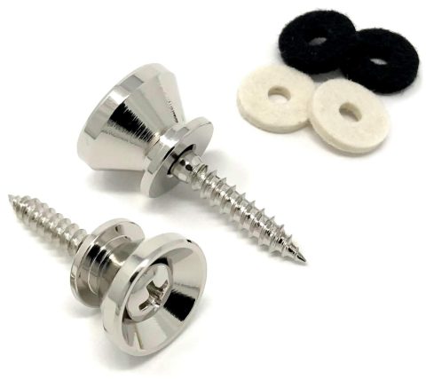 Vintage Forge Guitar Strap Buttons Nickel for Fender Guitar and Bass (2) with Screws and Felt Washers SB50-NKL