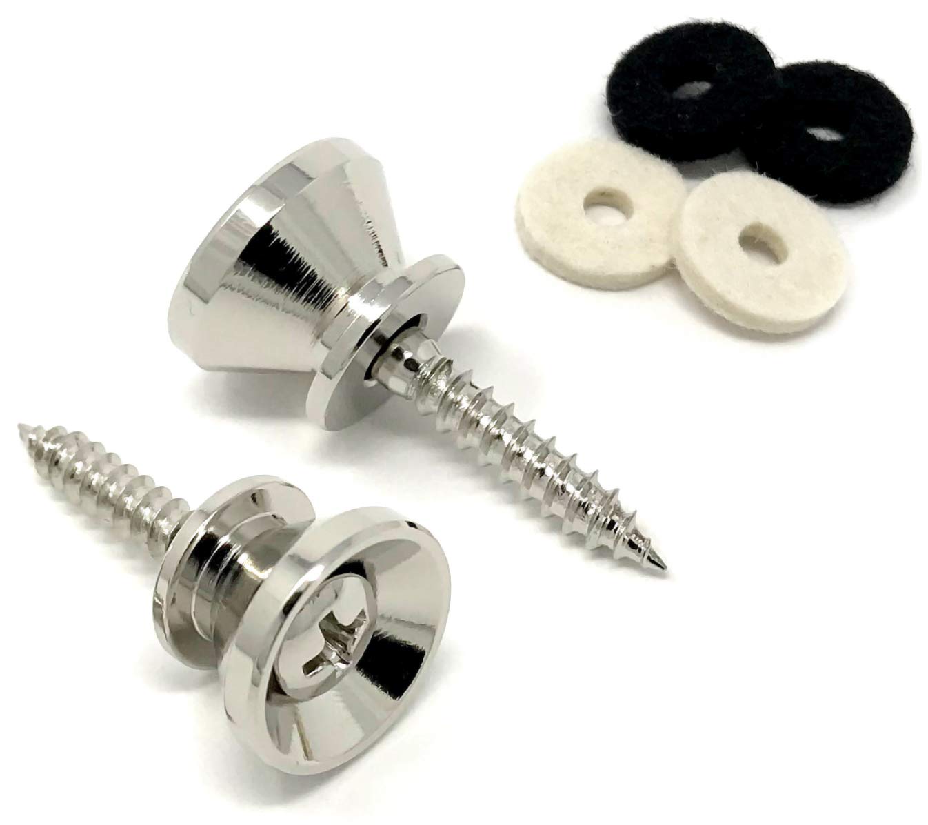 Vintage Forge Guitar Strap Buttons Nickel for Fender Guitar and Bass (2) with Screws and Felt Washers SB50-NKL