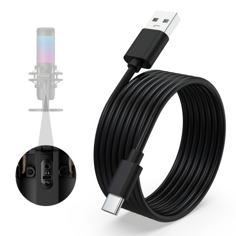 Arzweyk USB Type C Data Charging Cable Cord Compatible with HyperX QuadCast 2, SoloCast, QuadCast S USB Condenser Gaming Microphone, TONOR TC30,Elgato Wave 3 Mic 10Ft