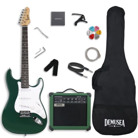 Green Color Electric Guitar With 20W Amplifier Non Recharge Set With All Hardware For Beginner Starter Practice(ST, Dark Green)