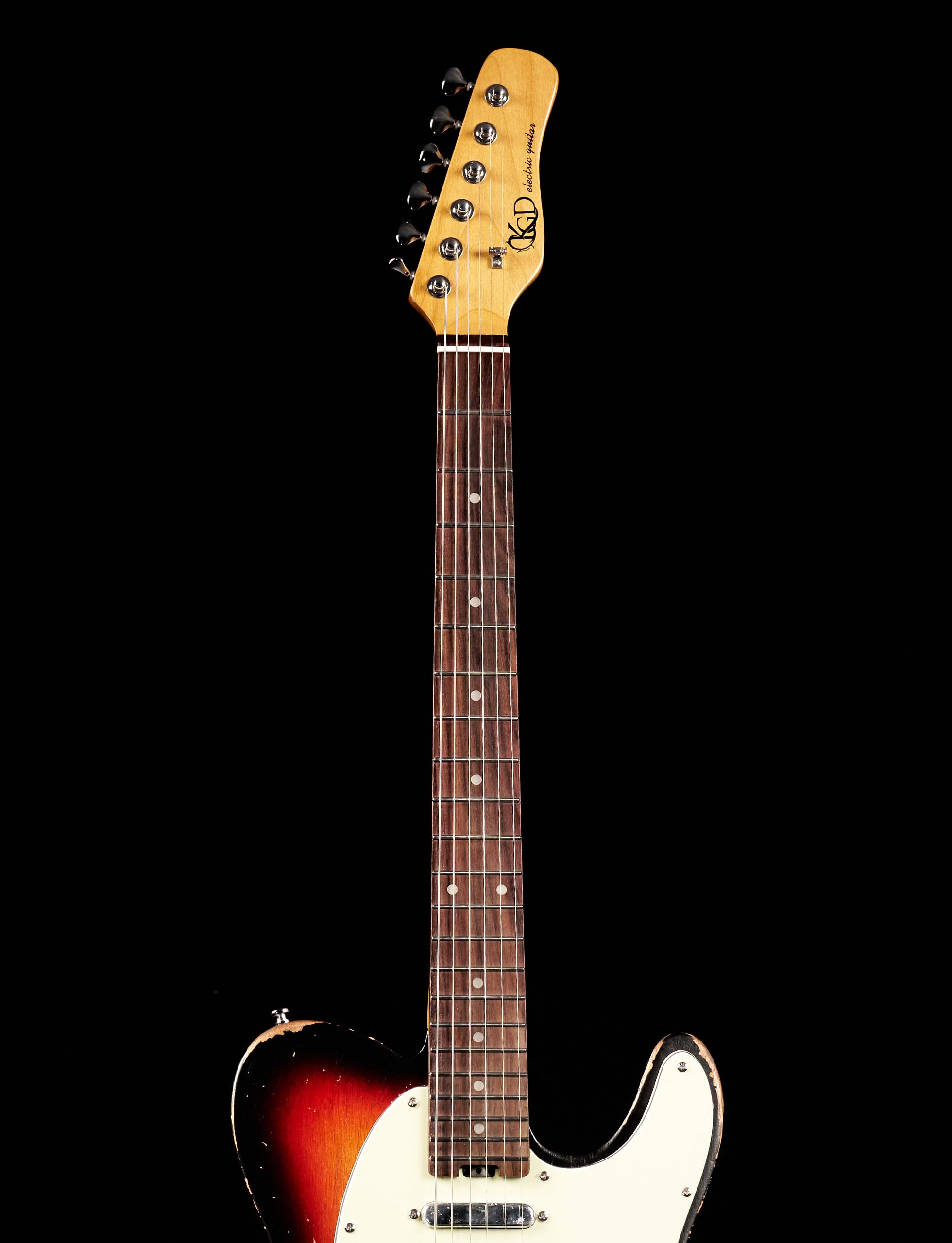 KGD Relic electric guitar mahogany body carbonized maple neck rosewood fretboard 6-string solidbody electric guitar S-S pickupsbrass barrel saddle bridge (Sunburst)