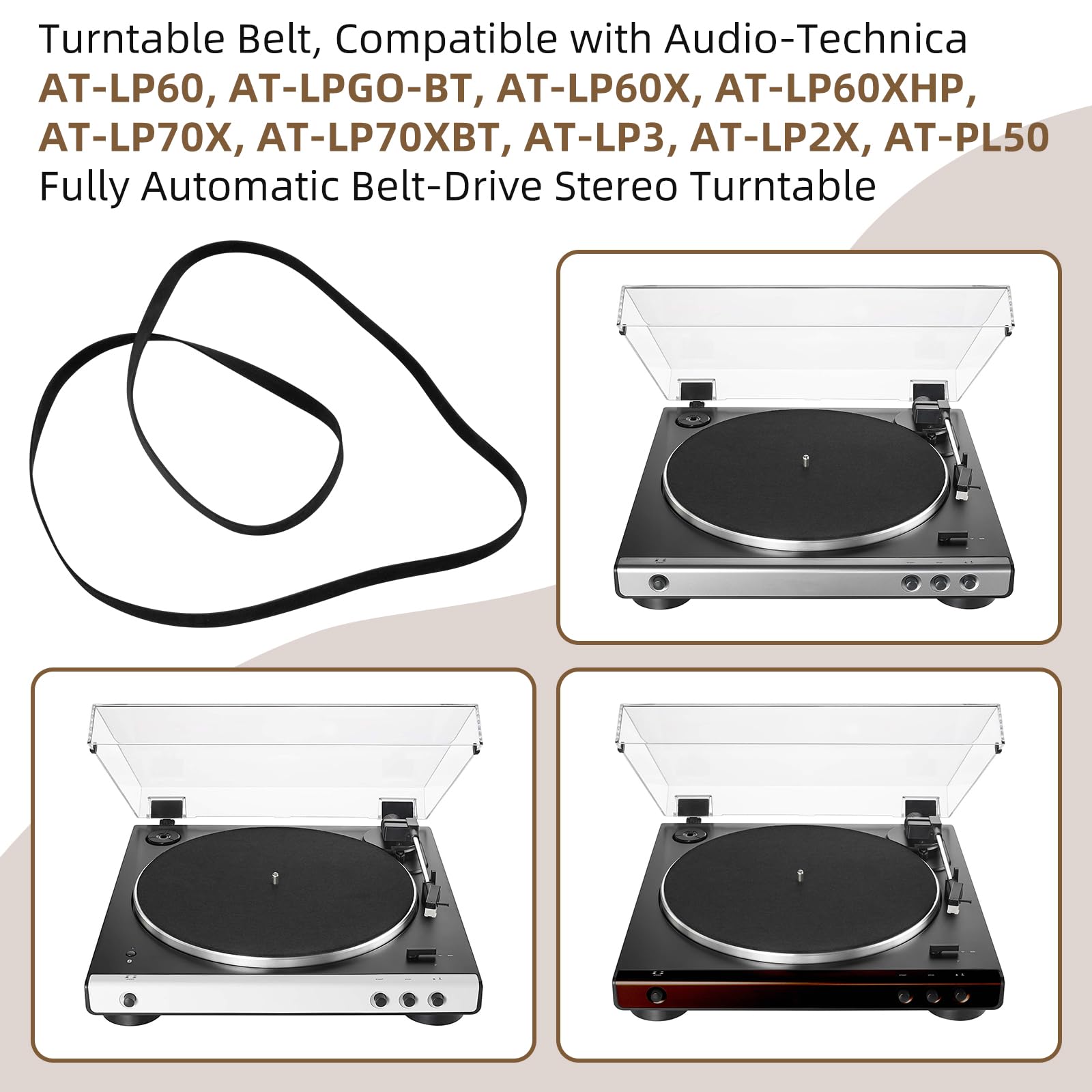 Turntable Belt for Audio-Technica AT-PL50 AT-LP60 Automatic Turntables