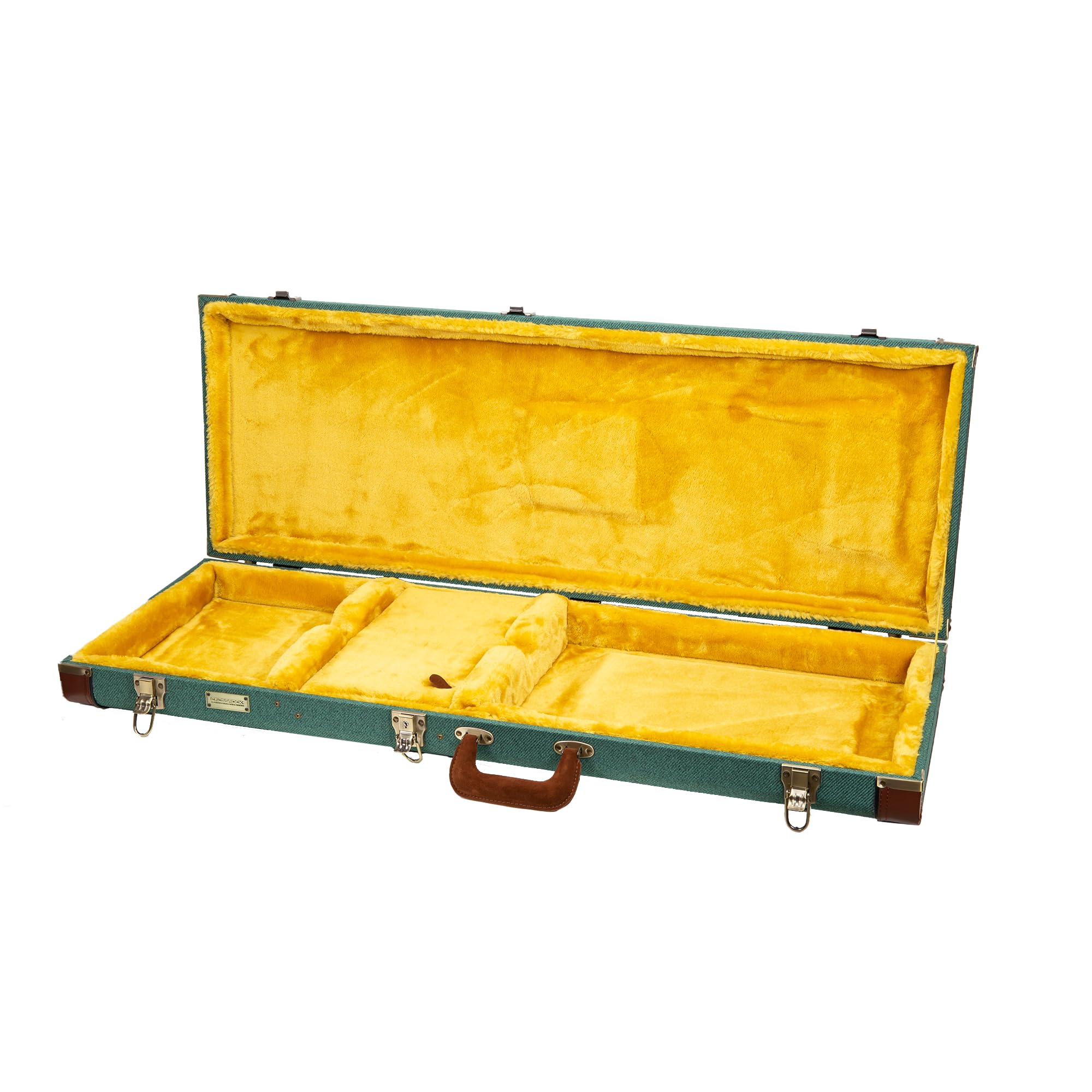 Crossrock Master Series Electric Guitar Case for Fender Stratocaster & Telecaster | Malachite Blue Tweed Exterior, Re-Engineered Wooden Shell, Leather Handle(CRW720EMB)